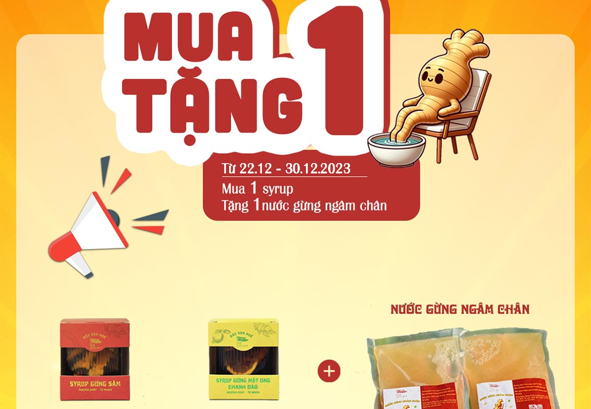 Mua Syrup Gừng Tặng Nước Gừng Ngâm Chân